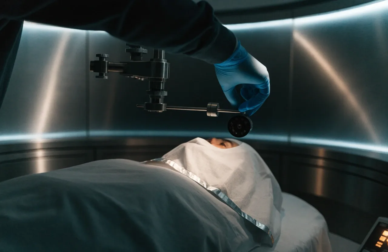Excimer laser eye-tracking optics in a dim treatment room